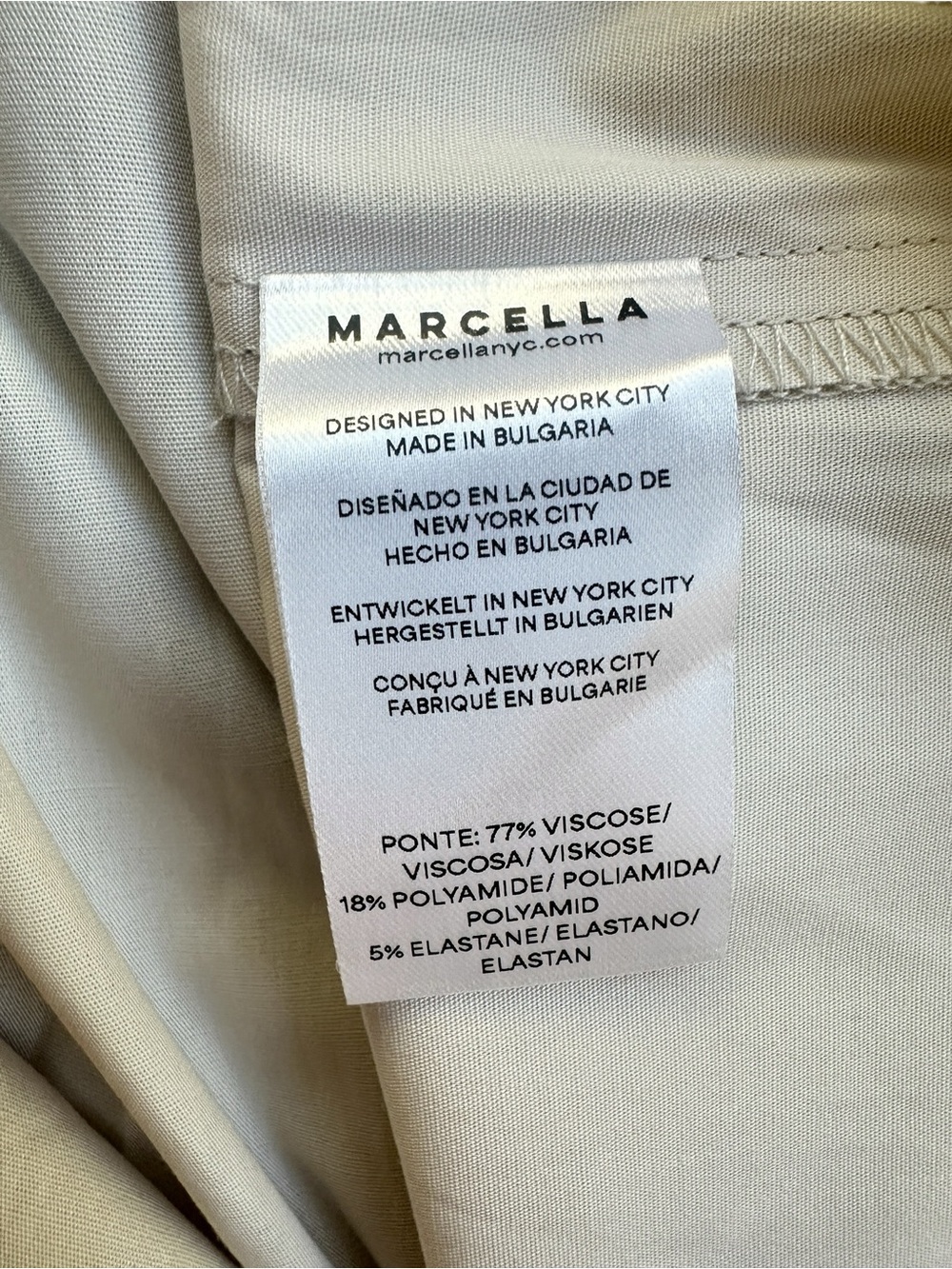 NWT Marcella Mila Dress L Cream Ponte Cotton Midi Fit Flare Pockets - Picture 9 of 15